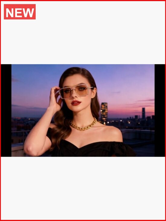 Retro Square Oversized Pilot Sunglasses for Women and Men UV400 Protection